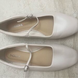 Soda Women's Light Cream Mary Jane Flats